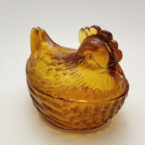 Amber Hen on Nest Candy Dish